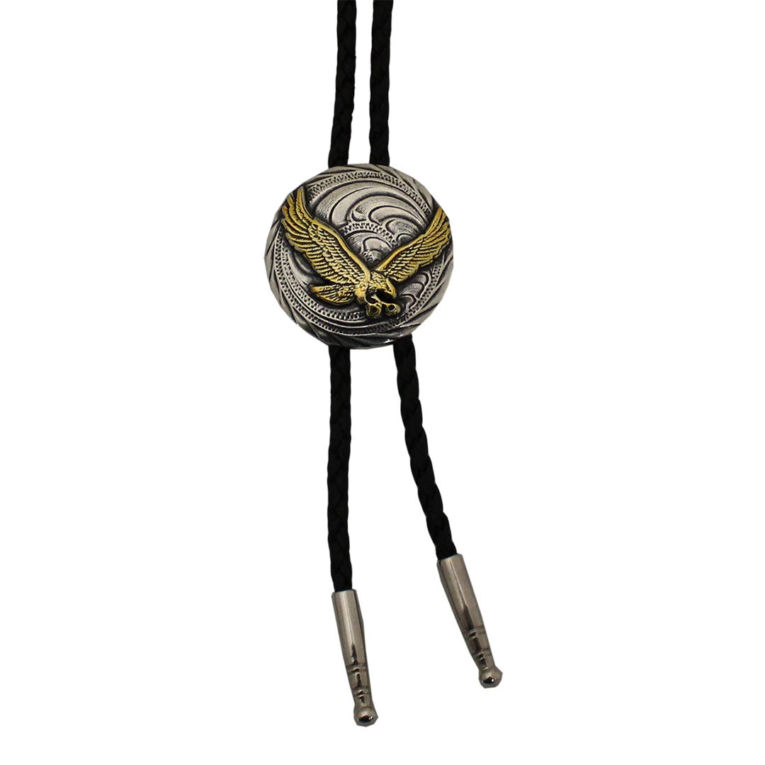 AndWest Silver & Gold Concho Bolo Tie - Image 2