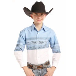 Panhandle Boys' Galloping Horse Border Print Shirt