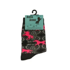 Austin Accent Kids' Grey & Pink Horses Sock