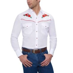 Ely Cattleman Men's Rose Embroidered Shirt