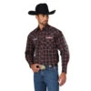 Wrangler Men's PBR Logo Plaid Shirt