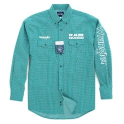 Wrangler Men's RAM Rodeo Logo Triangle Print Shirt