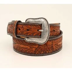 Nocona Men's Cactus Concho Tooled Leather Belt