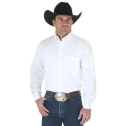 Wrangler Men's George Strait Solid Twill Shirt