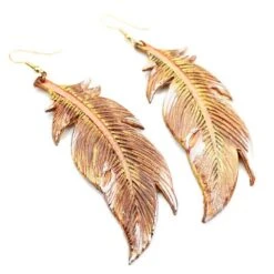 Wyo-Horse Leather Embossed Feather Earrings