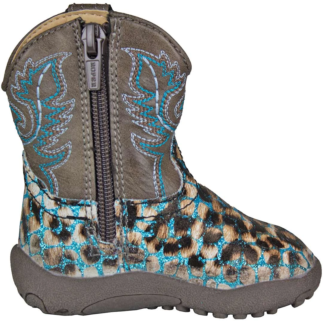 Roper Baby Girls' Glitter Leopard Cowgirl Boots - Image 4