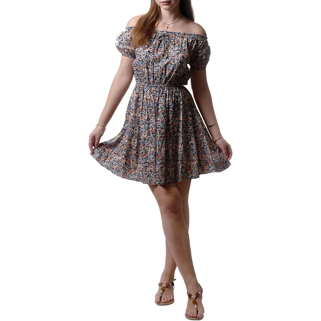 En/Kay Women's Floral Print Off-Shoulder Dress