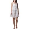 EnKay Women's Eyelet Tiered Spaghetti Strap Dress