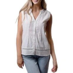 Papa Fashions Women's Swiss Dot Button Front Blouse