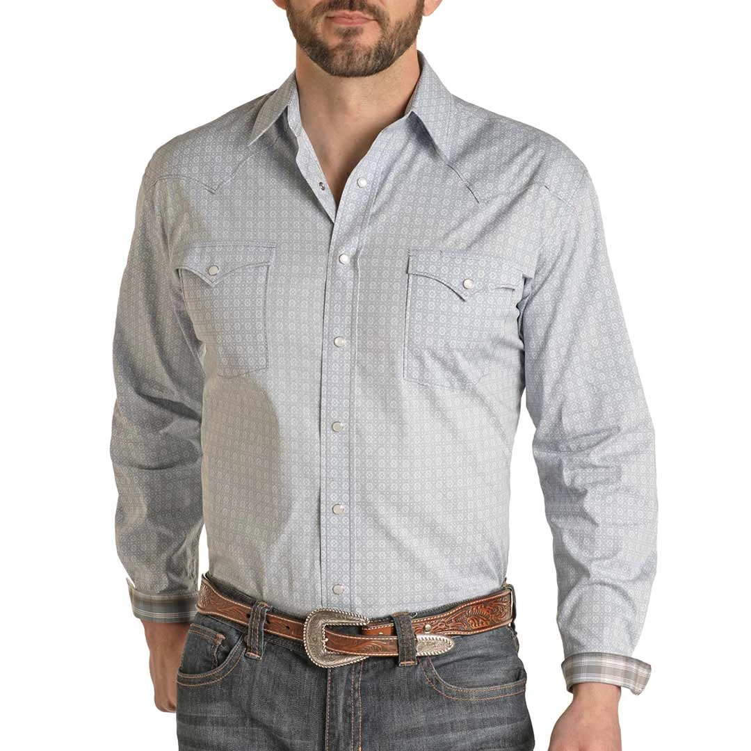 Rough Stock Men's Medallion Print Snap Shirt