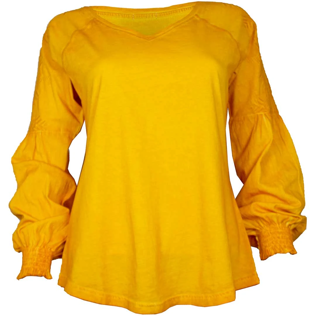 Cruel Denim Women's Raglan Embroidered Sleeve Blouse