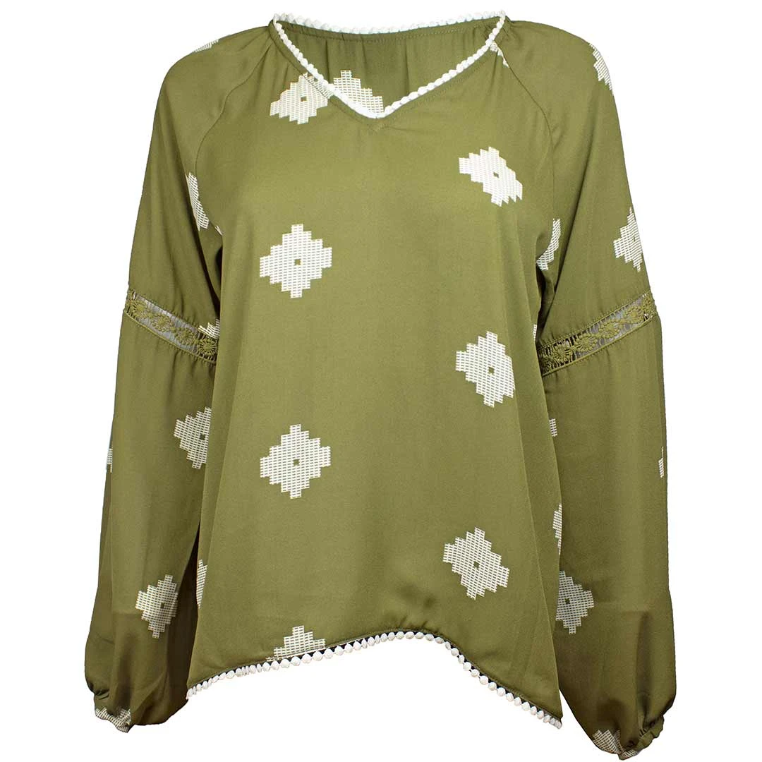 Cruel Denim Women's Pom Hem Georgette Blouse