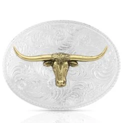 Montana Silversmiths American Beauty Filigree Longhorn Belt Buckle