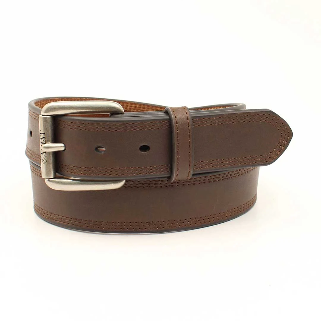 Ariat Men's Triple Stitch Smooth Leather Belt