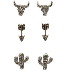 Blazin Roxx Women's Bull Arrow Cactus Earring Set
