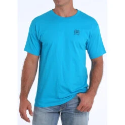 Cinch Turquoise Classic Crew Neck Logo Tee
