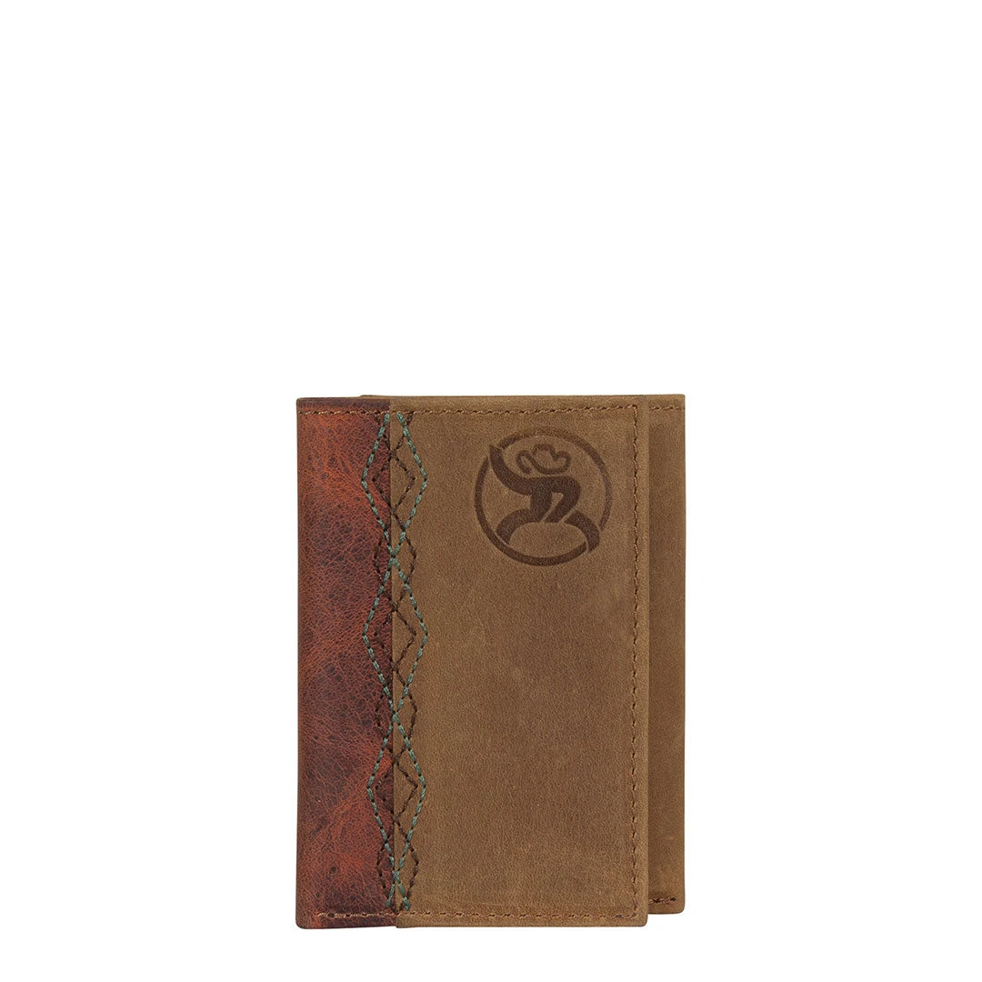 Roughy Men's Two-Tone Leather Tri-Fold Wallet