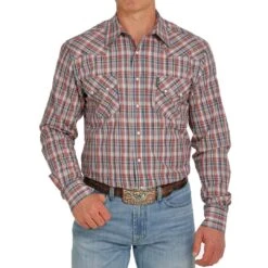 Cinch Men's Modern Sawtooth Pocket Plaid Snap Shirt
