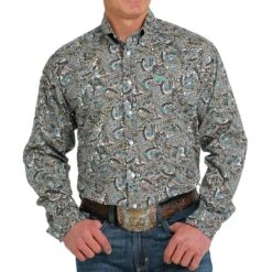 Cinch Men's Paisley Print Button-Down Shirt