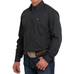 Cinch Men's Stripe Print Button-Down Shirt