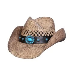 Conner Hats Turquoise Raffia Straw Cowboy Hat