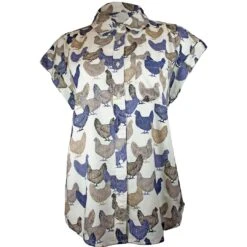 Cotton & Rye Outfitters Women's Chicken Print Button-Down Shirt