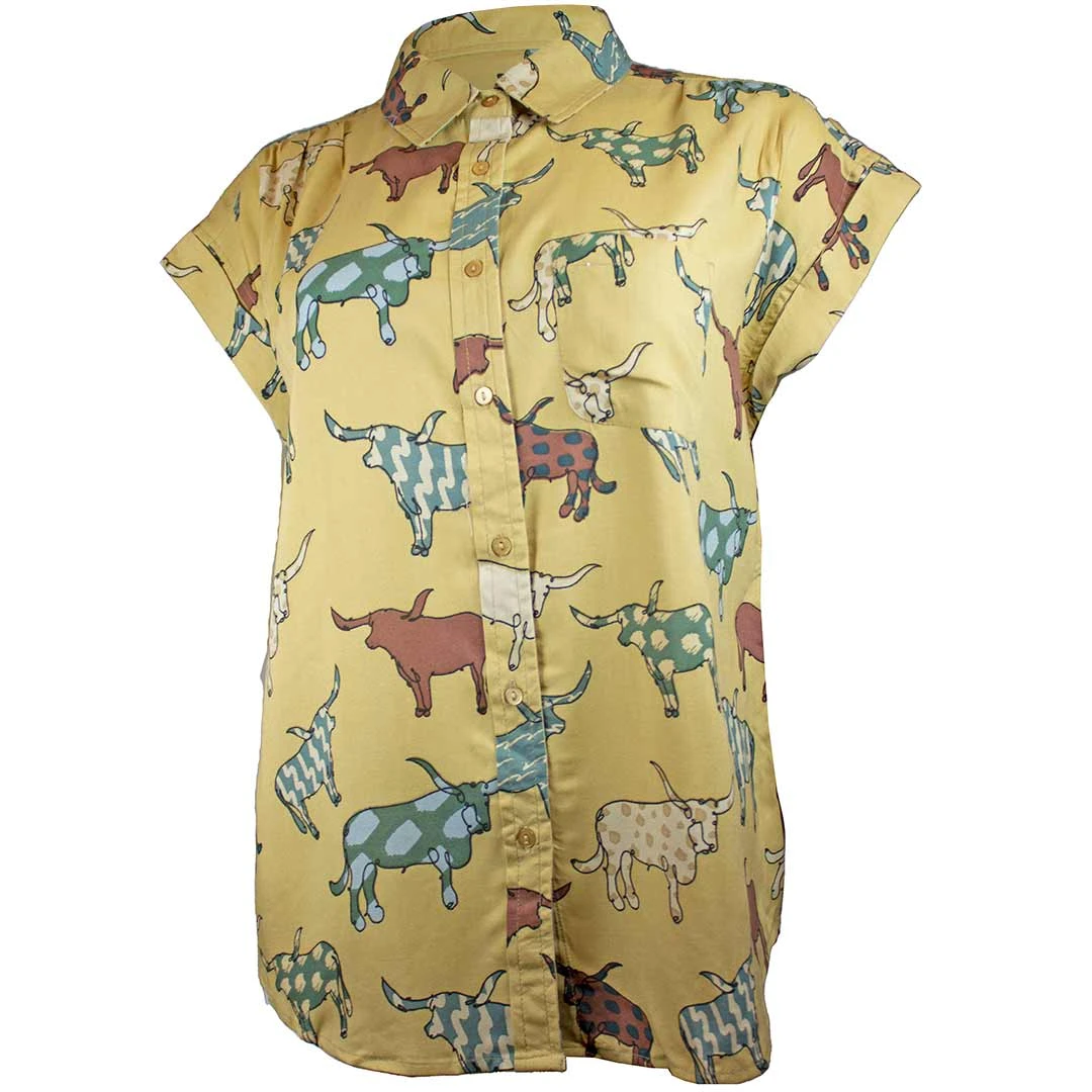 Cotton & Rye Outfitters Women's Steer Print Button-Down Shirt