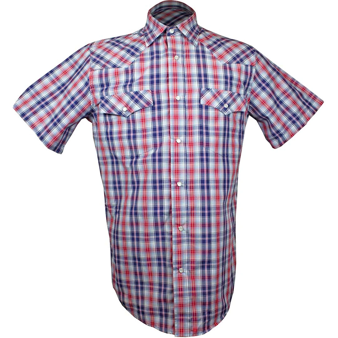 Cowboy Legend Men's Short Sleeve Check Snap Shirt