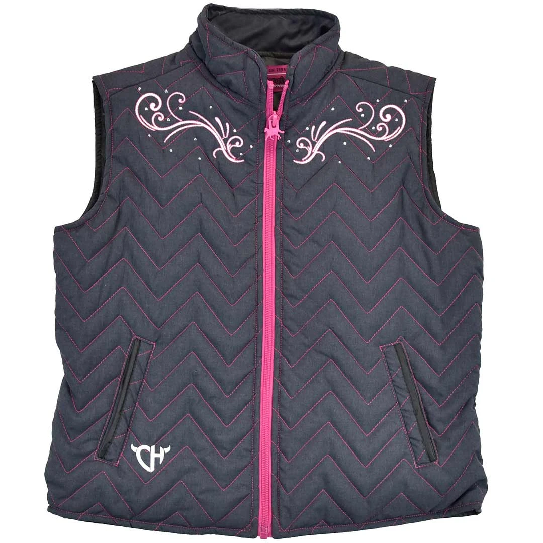 Cowgirl Hardware Girls' Swirl Pattern Quilted Vest