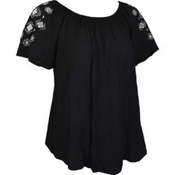 Cowgirl Hardware Women's Embroidered Sleeve Peasant T-Shirt