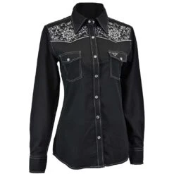Cowgirl Hardware Women's Embroidered Yoke Crepe Snap Shirt