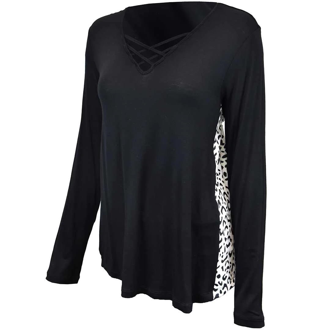 Cowgirl Hardware Women's Leopard Back Criss-Cross T-Shirt