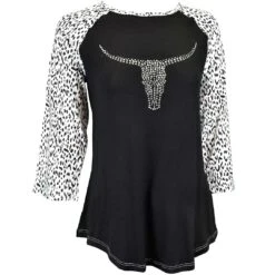 Cowgirl Hardware Women's Leopard Steer Skull T-shirt