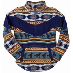 Cruel Denim Girls' Aztec Horse 1/4 Zip Polar Fleece Pullover