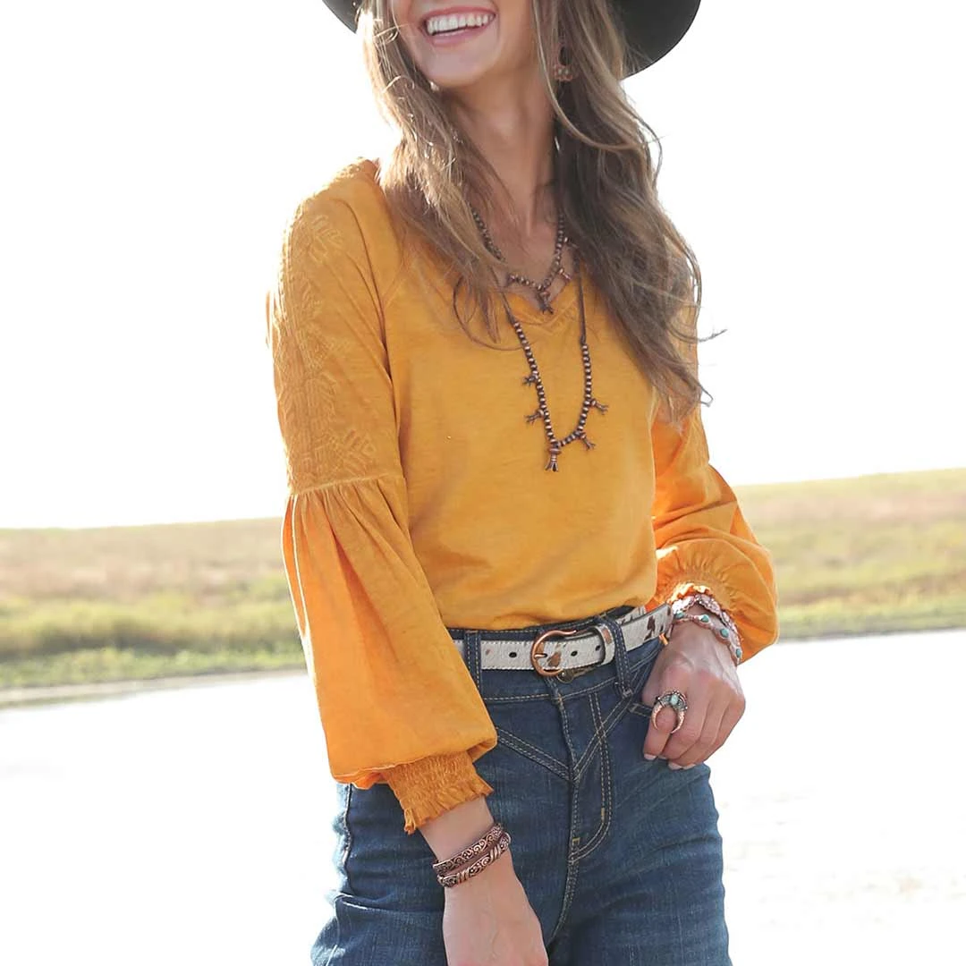 Cruel Denim Women's Raglan Embroidered Sleeve Blouse - Image 3