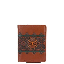 Hooey Men's Aztec Tooled & Pebbled Texture Cardholder Wallet