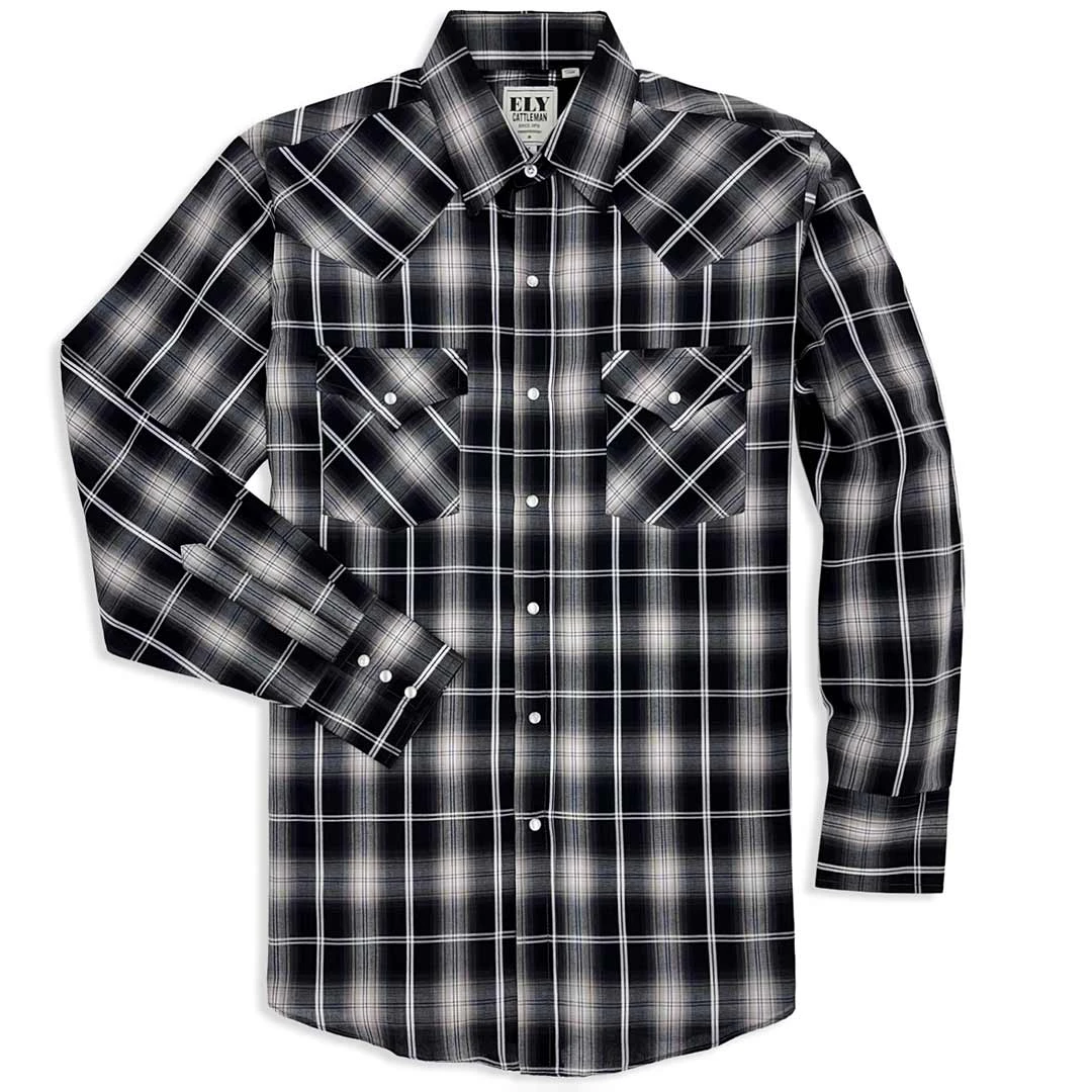 Ely Cattleman Men's Bold Textured Plaid Shirt