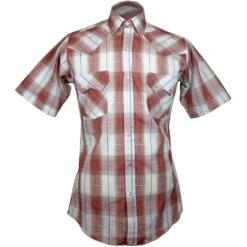 Ely Cattleman Men's Short Sleeve Windowpane Plaid Snap Shirt