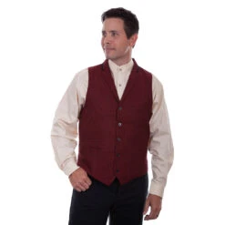Scully Herringbone Mens Red Vest