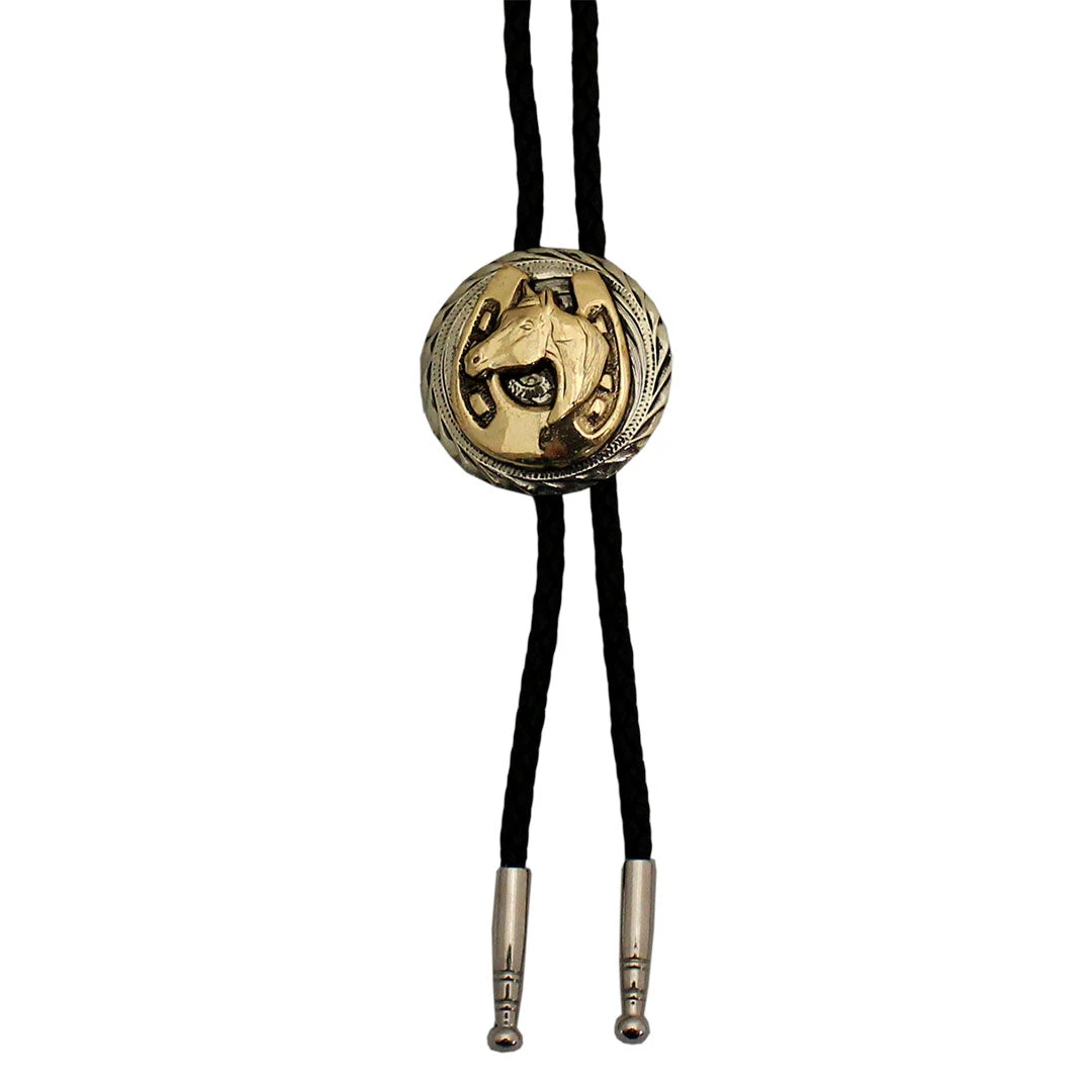 AndWest Silver & Gold Concho Bolo Tie - Image 3