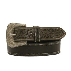 MF Leather Tooled Leather Mens Belt