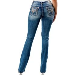 Grace In LA Women's Steer Head Bootcut Jeans