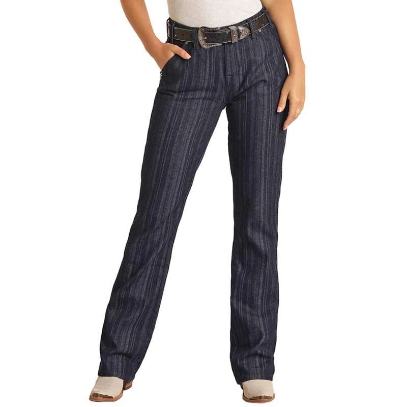 Hooey Women's Jacquard Stripe High Rise Bootcut Jeans - Image 3