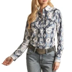 Rock & Roll Cowgirl Women's Aztec Print Snap Shirt