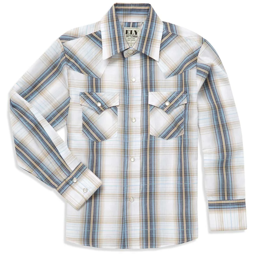Ely Cattleman Boys' Plaid Print Snap Shirt - Image 2