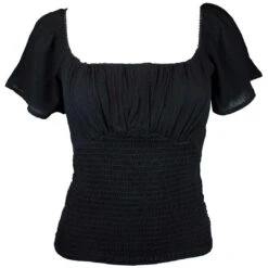 EnKay Women's Cropped Off-Shoulder Smocked Top