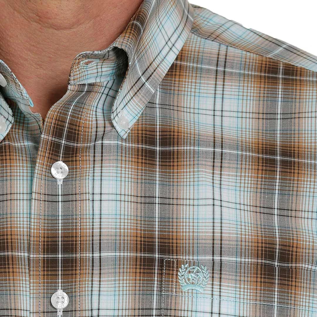 Cinch Men's Short Sleeve Ombre Plaid Button-Down Shirt - Image 3