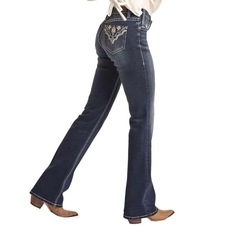 Rock & Roll Denim Women's Mid Rise Aztec Bootcut Jeans - Image 2