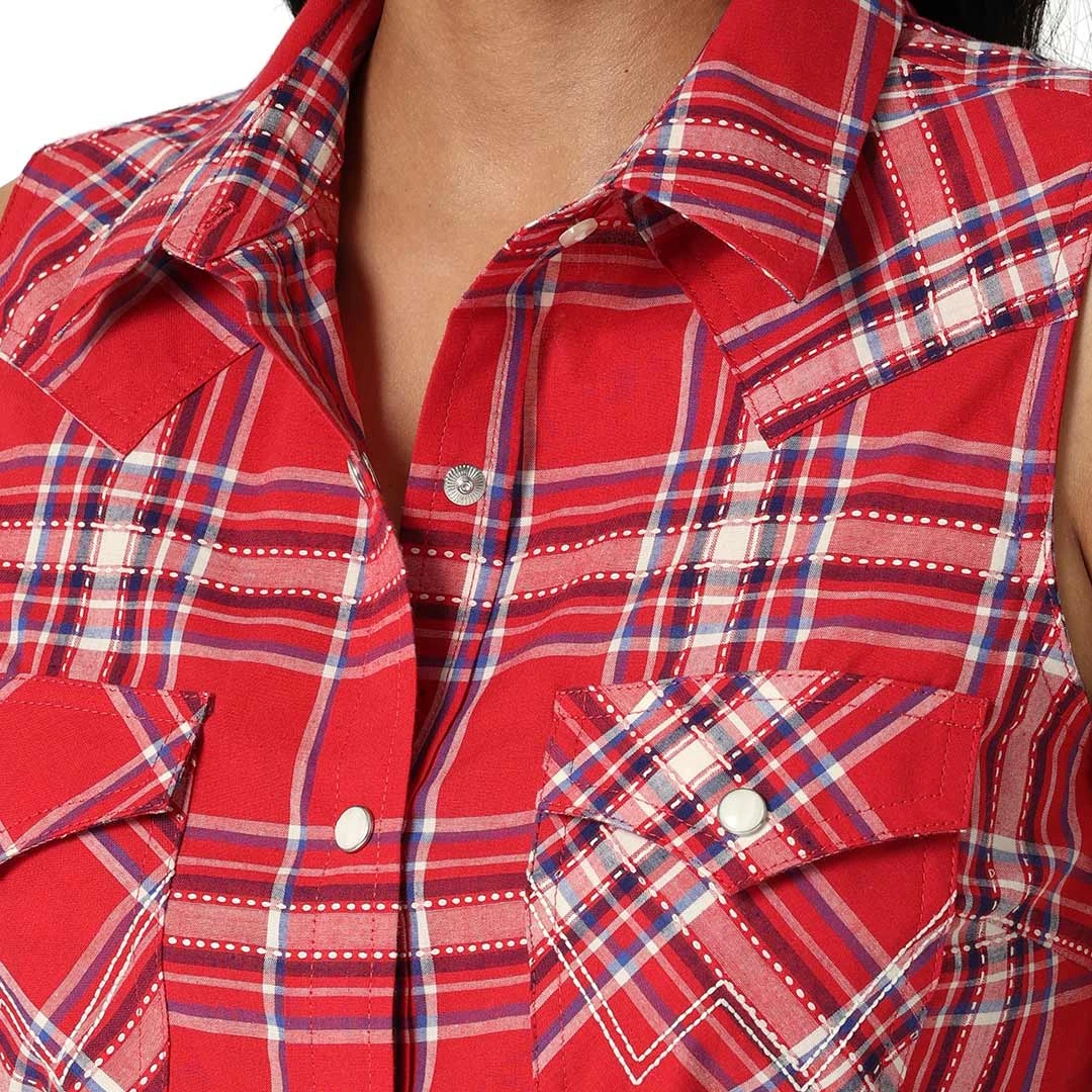 Wrangler Women's Retro Sleeveless Plaid Snap Shirt - Image 3