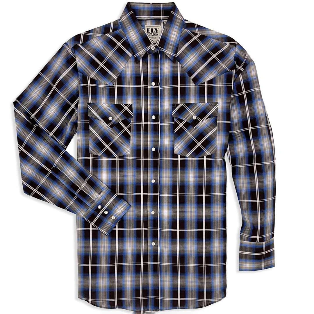 Ely Cattleman Men's Bold Textured Plaid Shirt - Image 2